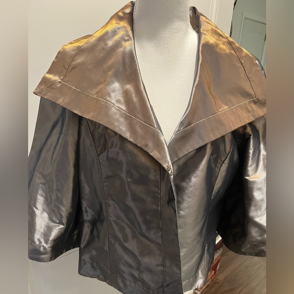 Badgley Mischa shiny metallic cropped evening jacket. Size 10.